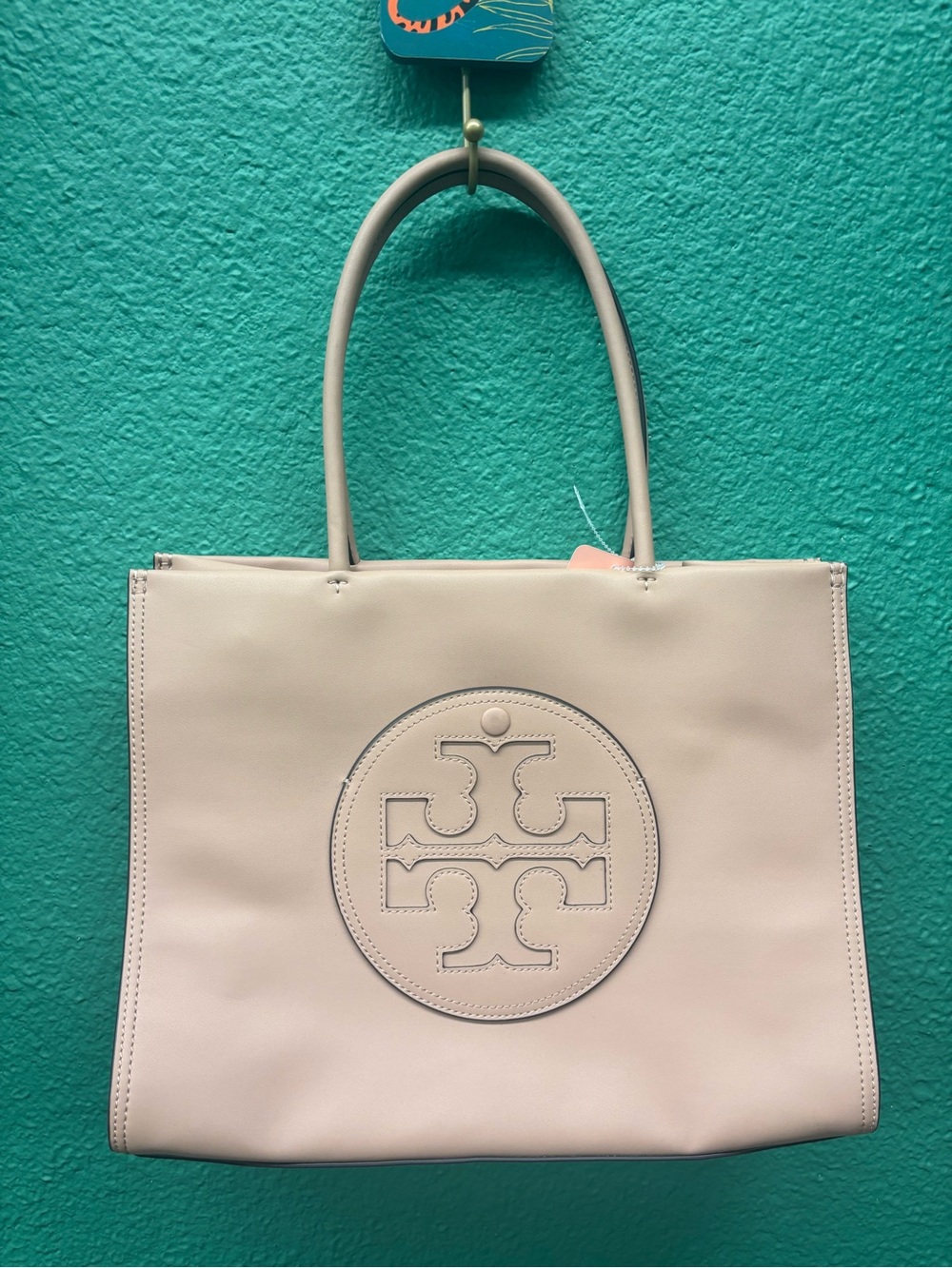 Tory Burch Blush Leather Logo Tote